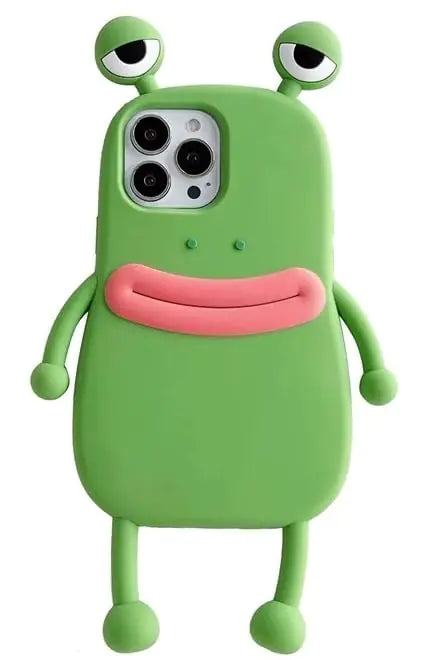 Ugly Phone Case for iPhone 14 Pro – Funny 3D Frog Silicone Case with Feet & Eyes, Cute Weird Green Design