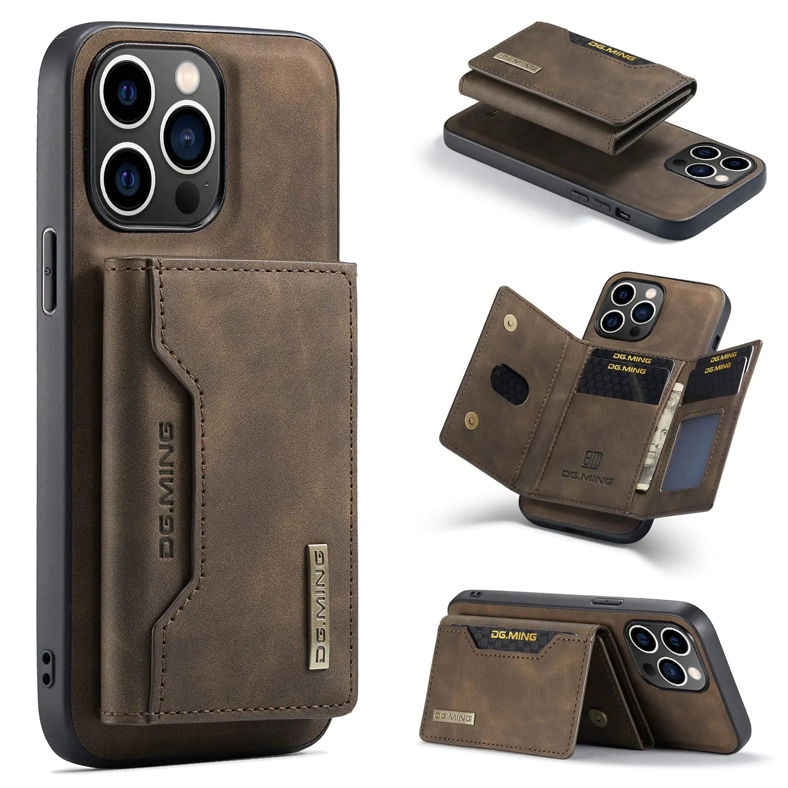XYAJUANG iPhone 15 Pro Max Case (6.7”) – 2-in-1 Detachable Leather Wallet Case with Card Holder, Magnetic Back Cover, Coffee